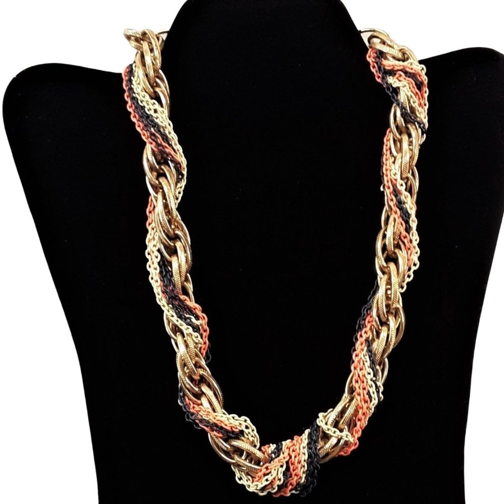 Aldo Multi Strand Chain Necklace Link Twist Statement Necklace 18" Length